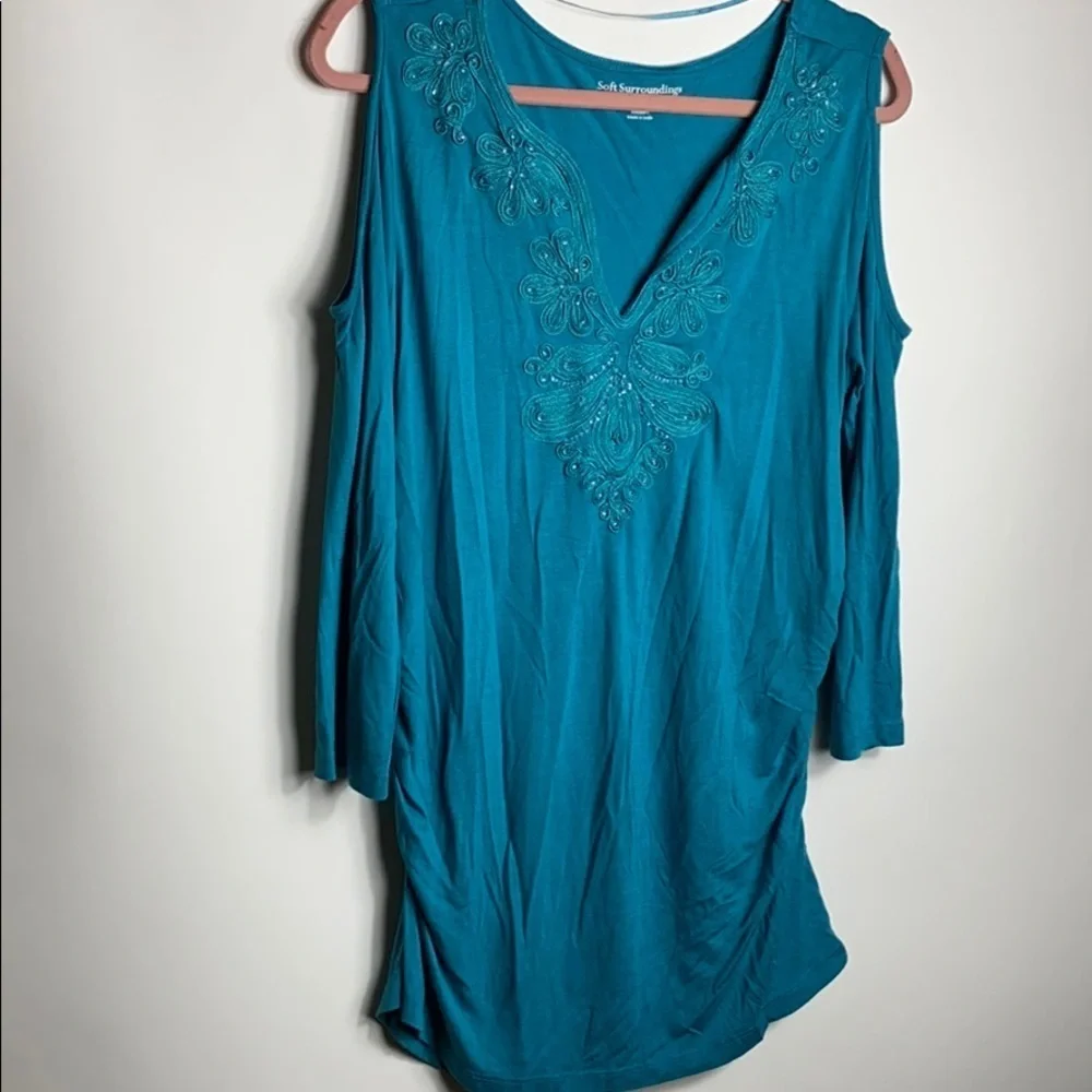 Soft surroundings Blouse Long Sleeve Open shoulder